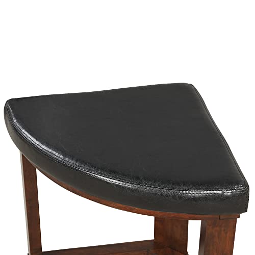 Solid Wood Glass Top Round Coffee Table with 4 Stools E867633