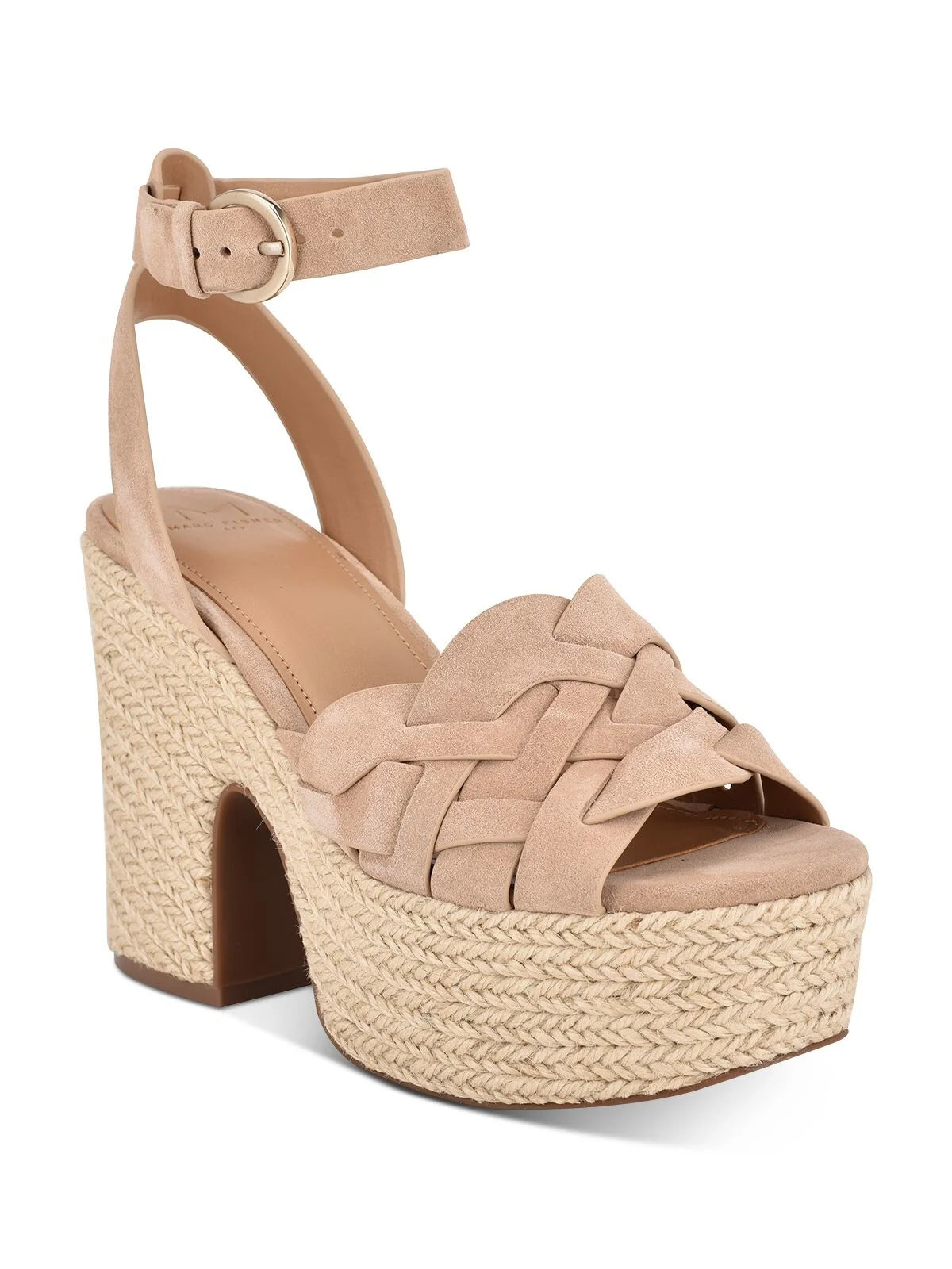 Light Natural Beige Leather Espadrille Shoes Q321339