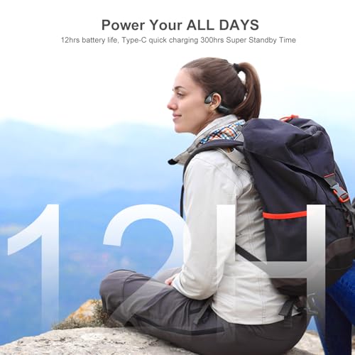 Bone Conduction Headphones with HD Mic, 12hrs Playtime, IPX6 Waterproof F24865