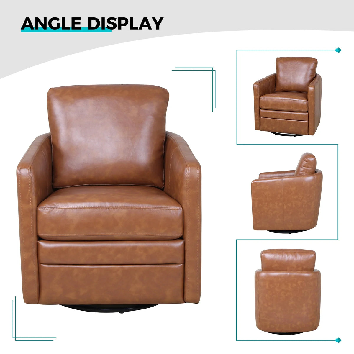 Faux Leather Swivel Accent Chair with Arms J60291