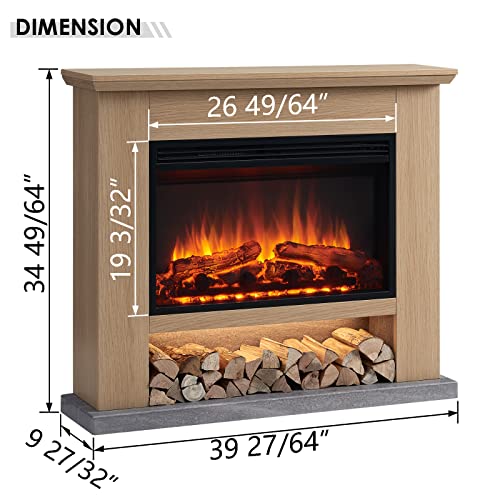 Cream White Electric Fireplace with Mantel Surround L59042