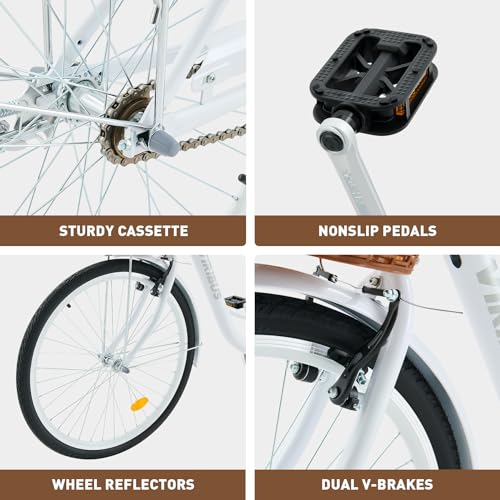 24 26 inch 1 Speed Step Through Cruiser Bike with Basket P59753