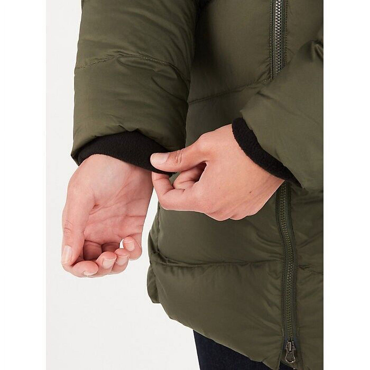 Olive Green Hooded Faux-Fur-Trim Coat Size XL D155242