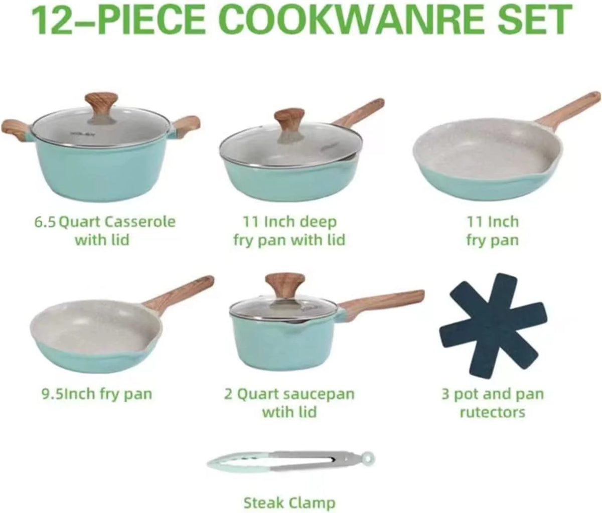 12-Piece Nonstick Granite Cookware Set P92136