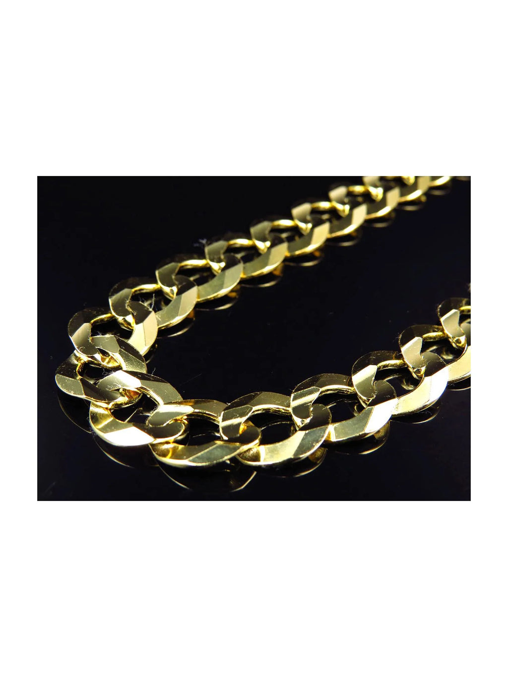 10K Yellow Gold Curb Link Chain Necklace 20-30" 13MM A5895