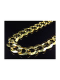 10K Yellow Gold Curb Link Chain Necklace 20-30" 13MM A5895
