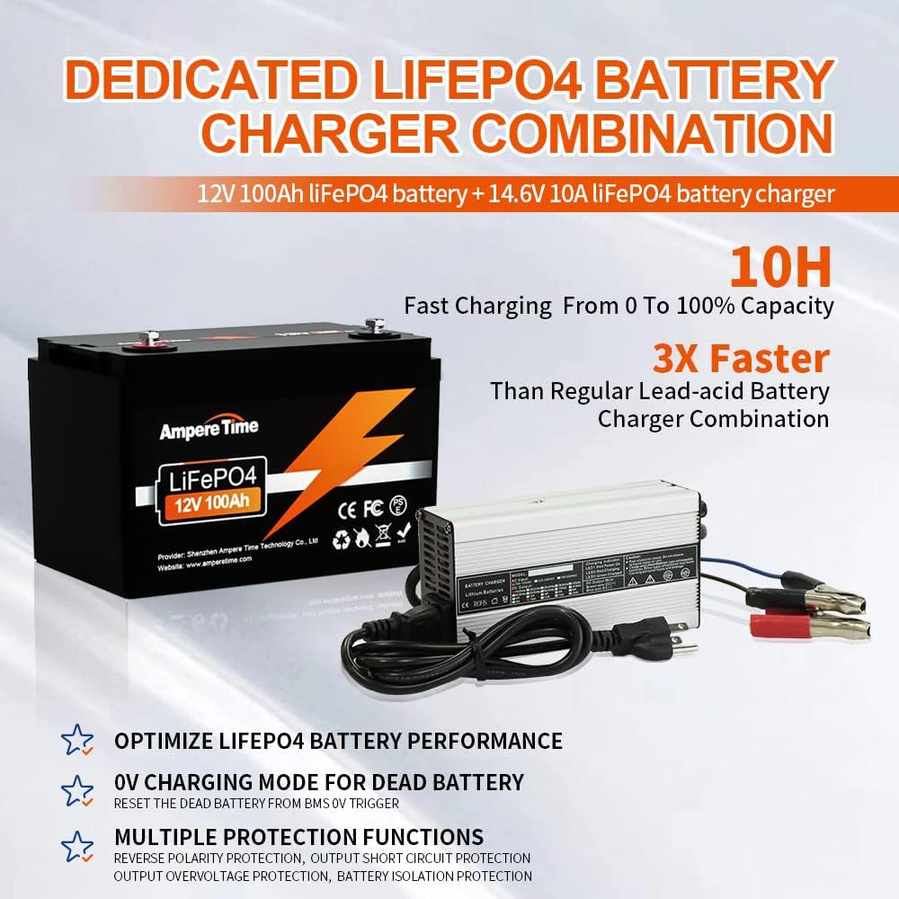 12V 100Ah LiFePO4 Battery with 14.6V 10A Charger K71770