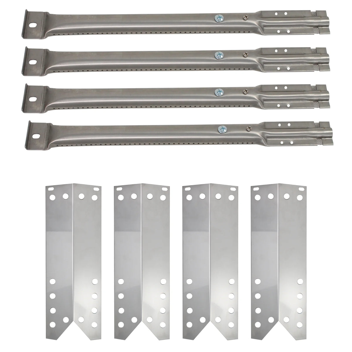 4-Pack Stainless Steel BBQ Gas Grill Tube Burner & Heat Shield Plate Replacement Parts P988