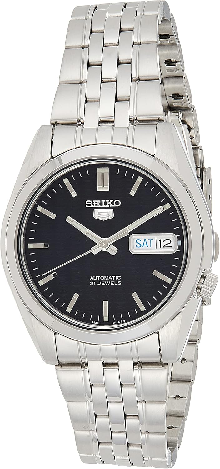Automatic Watch with Black Dial, Day/Date Calendar, Luminous Hands, Stainless Steel Case & Bracelet I7716