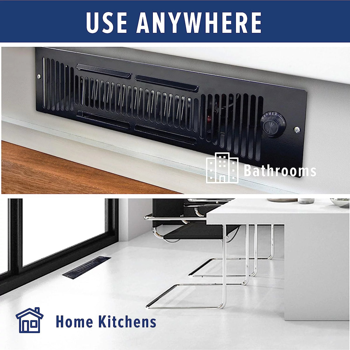 Under Cabinet Fan Forced Kickspace Heater, 120 Volt 1,500 Watt, 15 3/8" Wide S99940