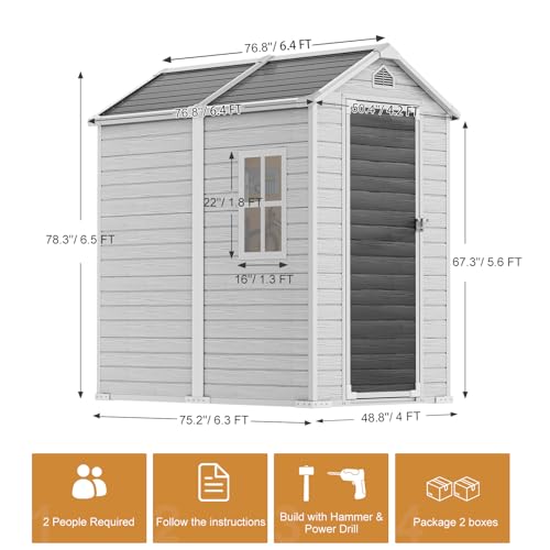 Gray 5x3 FT Waterproof Plastic Storage Shed with Floor A3716