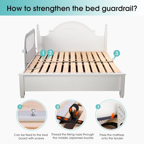 47" Toddler Bed Side Rails for Twin, Full, Queen Bunk Size Bed Swing Down Bedrail R7474