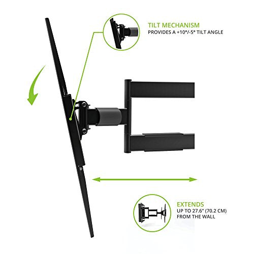 Black Recessed In-Wall Full Motion Articulating TV Mount for 32-inch to 55-inch TVs F876136
