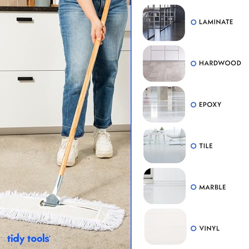36 in. Cotton Reusable Dust Mop with Wooden Handle Z73395