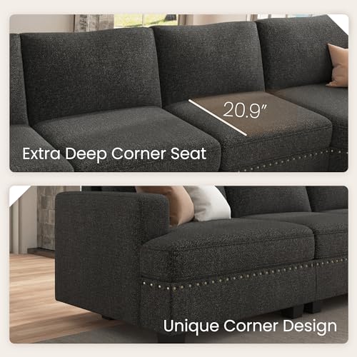 Oversized Modular Sectional Sofa, 135.6 inch, Dark Grey Z182