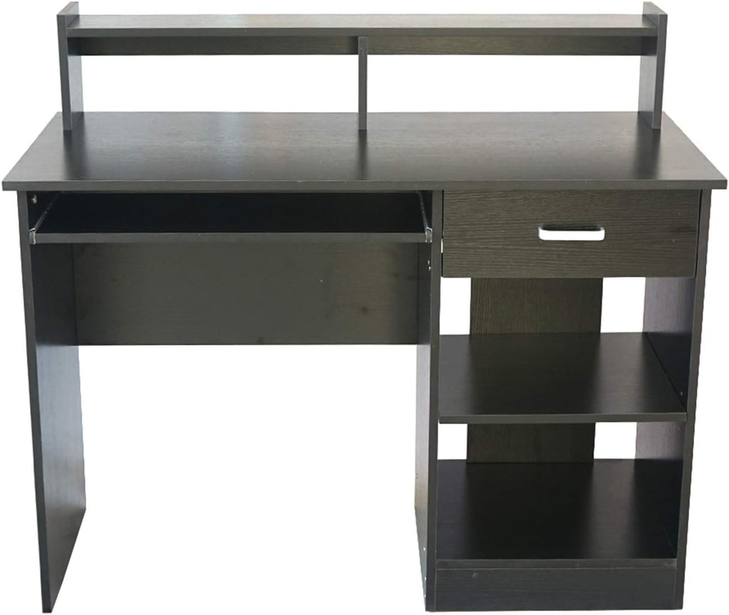 Black Computer Desk with Keyboard Tray and Drawer F900