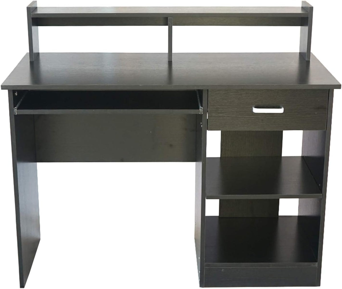 Black Computer Desk with Keyboard Tray and Drawer F900