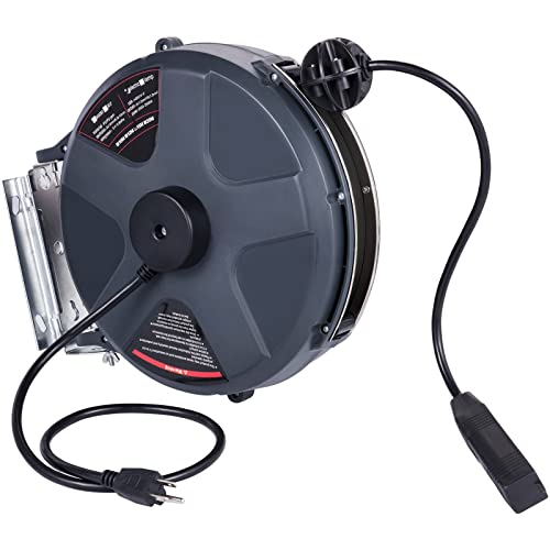 50 FT 14AWG/3C SJTOW Power Cord Reel with Lighted Triple Tap Outlet Z1916