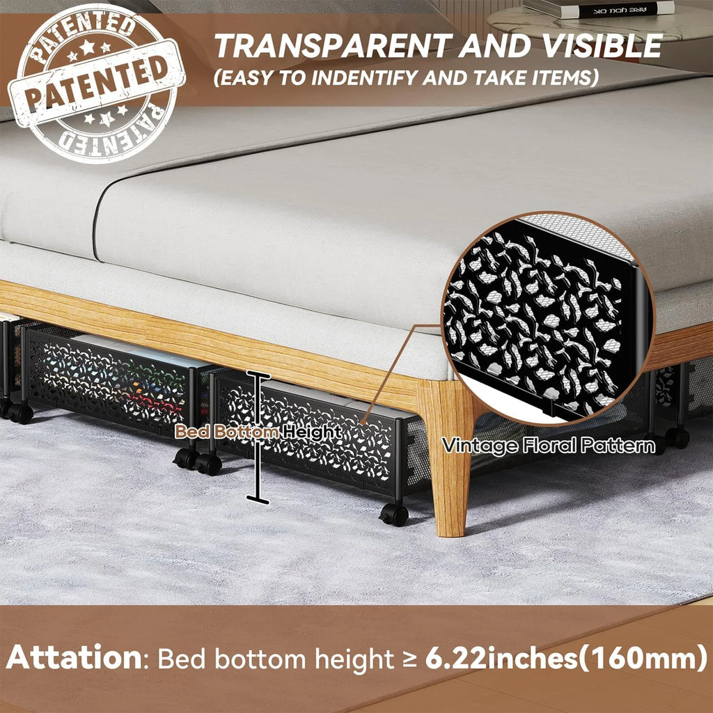 Under Bed Storage Containers with Wheels Metal Storage Containers -2PCK V580