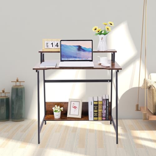 Retro 31.5 Inch Compact Computer Desk with Storage M715207