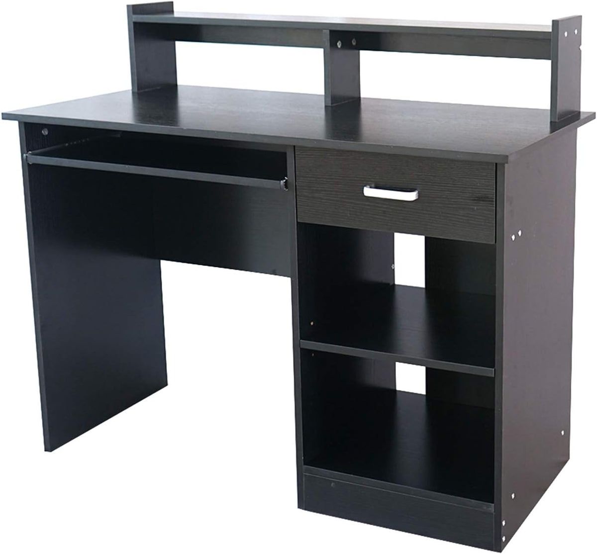 Black Computer Desk with Keyboard Tray and Drawer F900