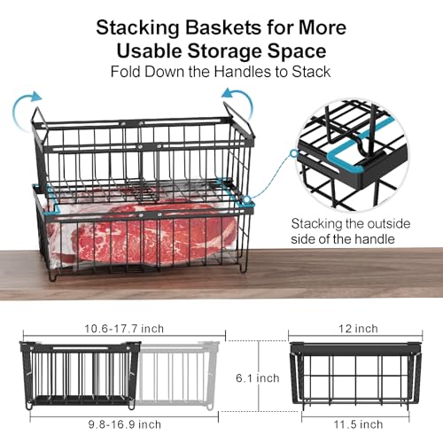 Black 2 Pack Expandable Freezer Organizer Bins D822