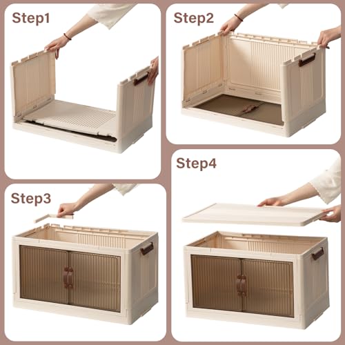 65QT Stackable Plastic Storage Bins with Wheels 3 Pack X5986