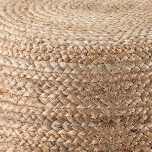 Natural Hand Braided Round Jute Pouf Ottoman N404890