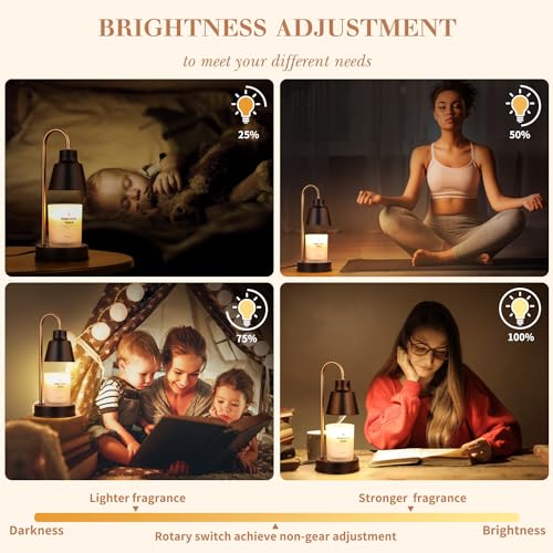 Candle Warmer Lamp with Timer & Dimmer, Electric Candle Warmer Adjustable Height/Heat with 2 Bulbs Z84953