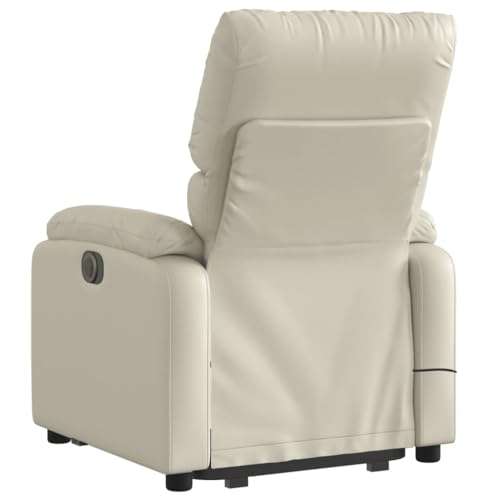 Cream Faux Leather Power Lift Massage Recliner Chair O6053