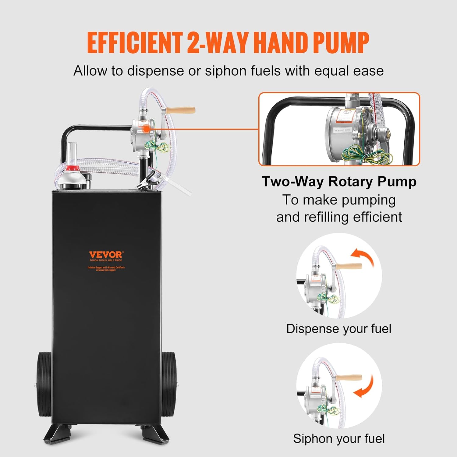 Black 30 Gallon Portable Fuel Caddy with Manual Transfer Pump Y572