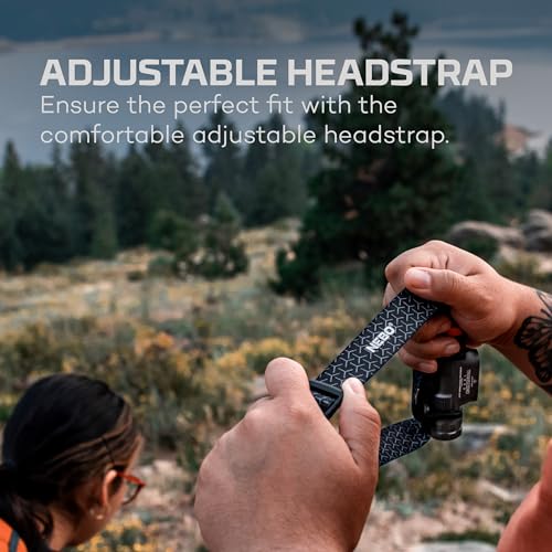 Rechargeable Headlamp, 1500 Lumens, 5 Light Modes, Detachable Magnetic Work Lamp, Waterproof, Bright LED Head Light, Includes USB Charging Cable B448