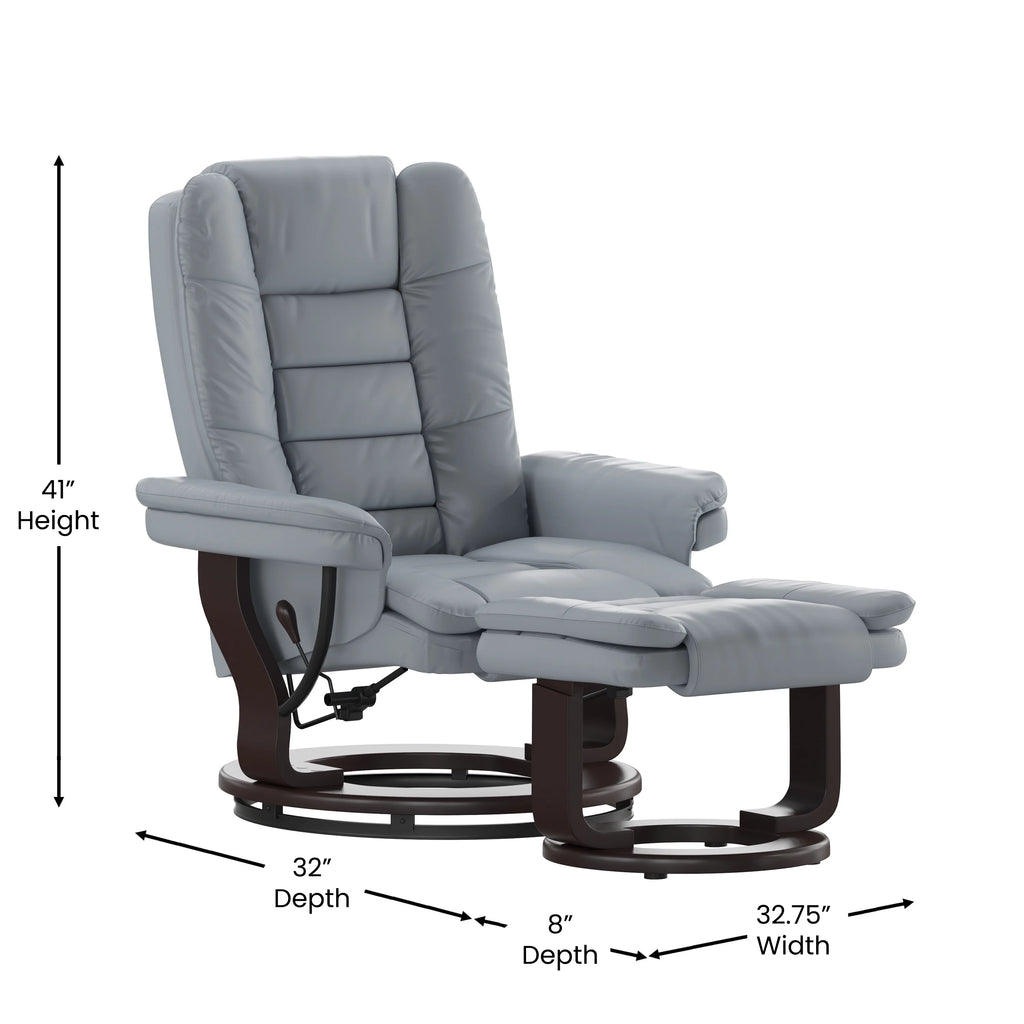 Gray Faux Leather Recliner with Ottoman K86590