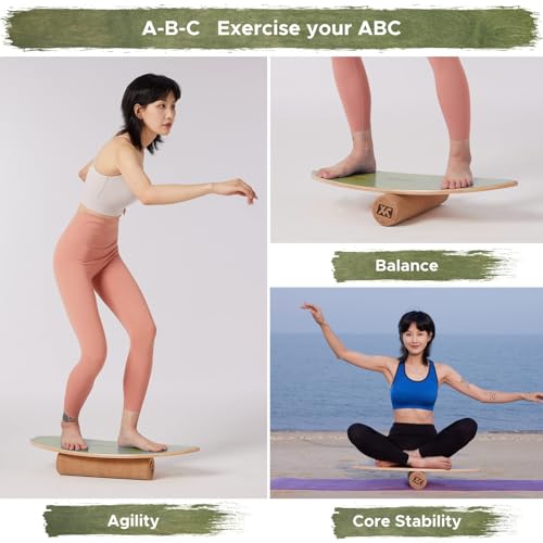 Non Slip Wooden Balance Board with Roller D89849