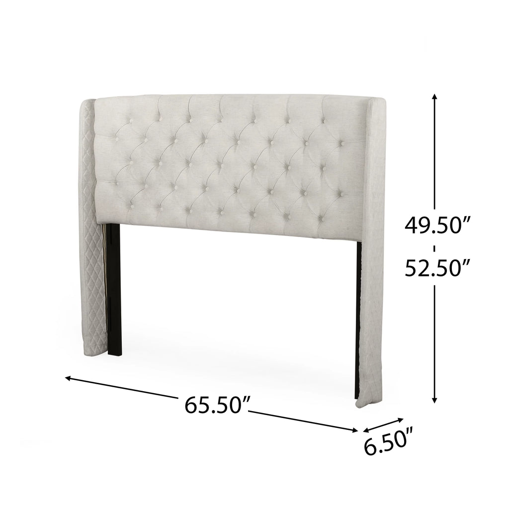 Beige Fabric Wingback Headboard G8223