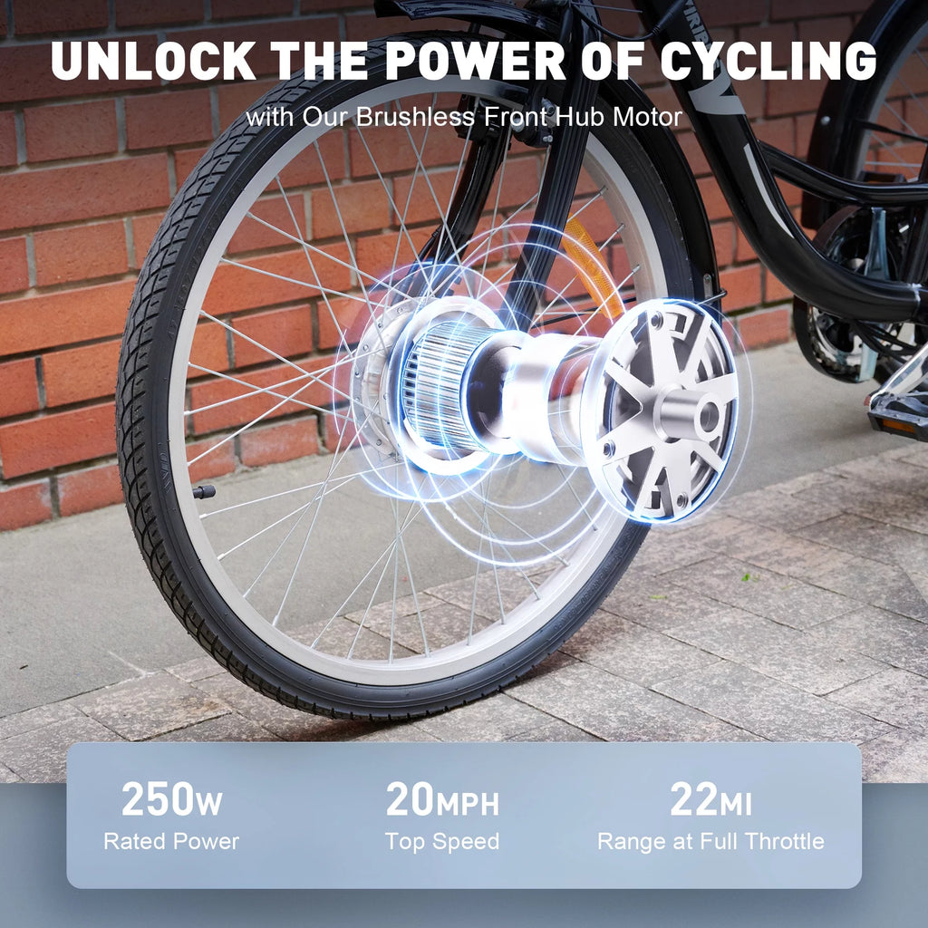 250W 26" 3 Wheel Electric Tricycle Black Y5162