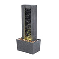 Gray Water Fountain with LED Lights and Pebble Stones, 29.25 inch Tall P404