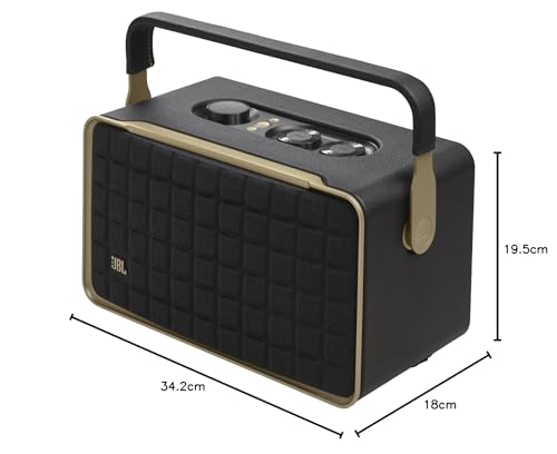 Retro Style Smart Home Speaker with Wi-Fi, Bluetooth and Voice Assistants (Black/Gold) Z976556