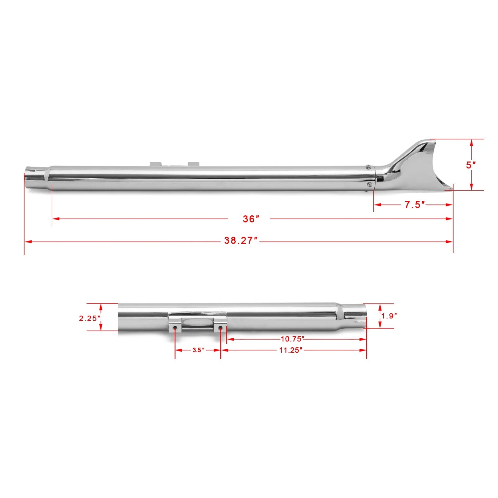 36" Slip on Fishtail Mufflers Exhaust Pipes D486746