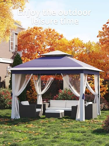 Khaki Pop Up Gazebo Tent with Mosquito Netting E725