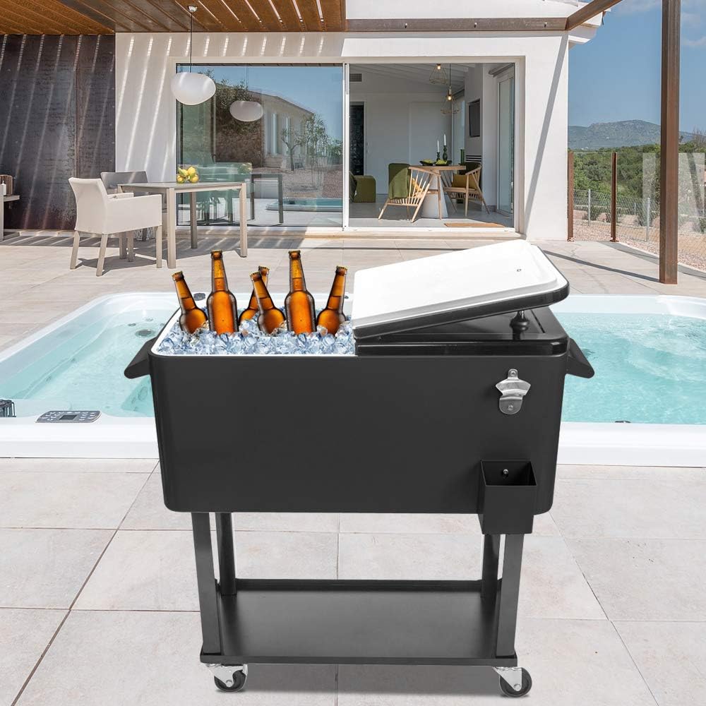 80 Quart Rolling Ice Chest with Shelf U57852