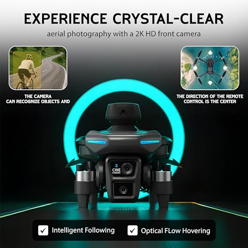 Foldable Drone with Dual 2K Camera, 2 Batteries M4577