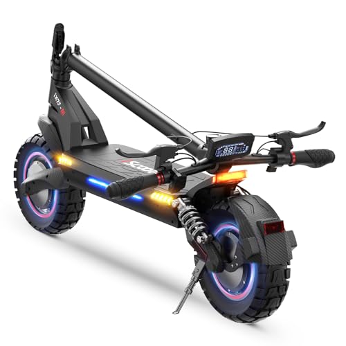 Electric Scooter with 28/38 MPH Top Speed, 40/50 Miles Range, 10/11" Offroad Pneumatic Tires, Foldable E7682