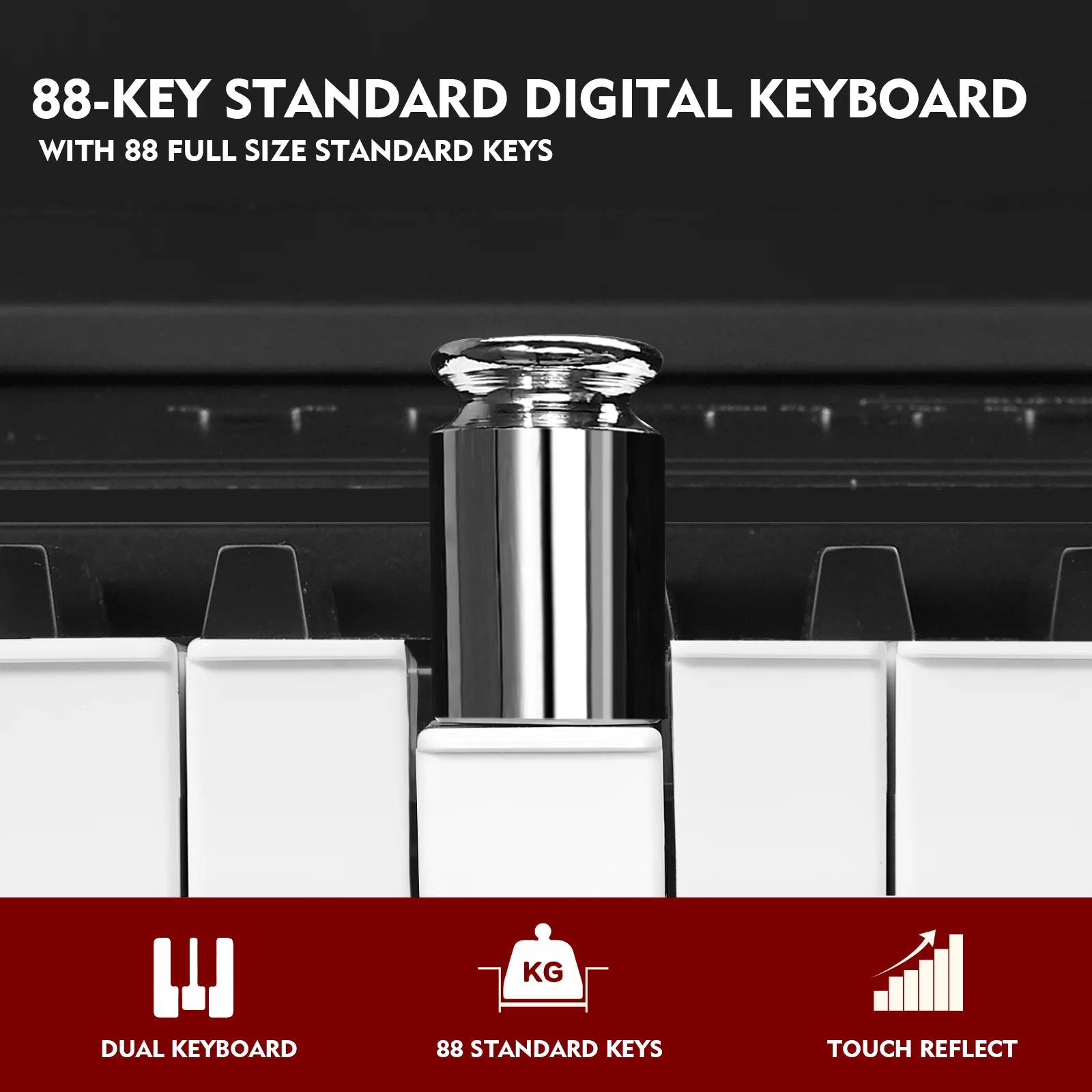 Black 88-Key Digital Piano Weighted Keyboard Hammer Action with Stand I56387