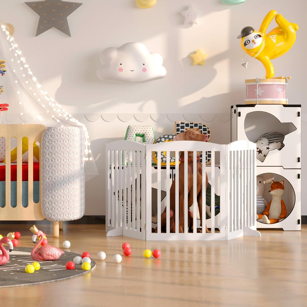 White 72" Tall 30" Wooden Pet Gate A464