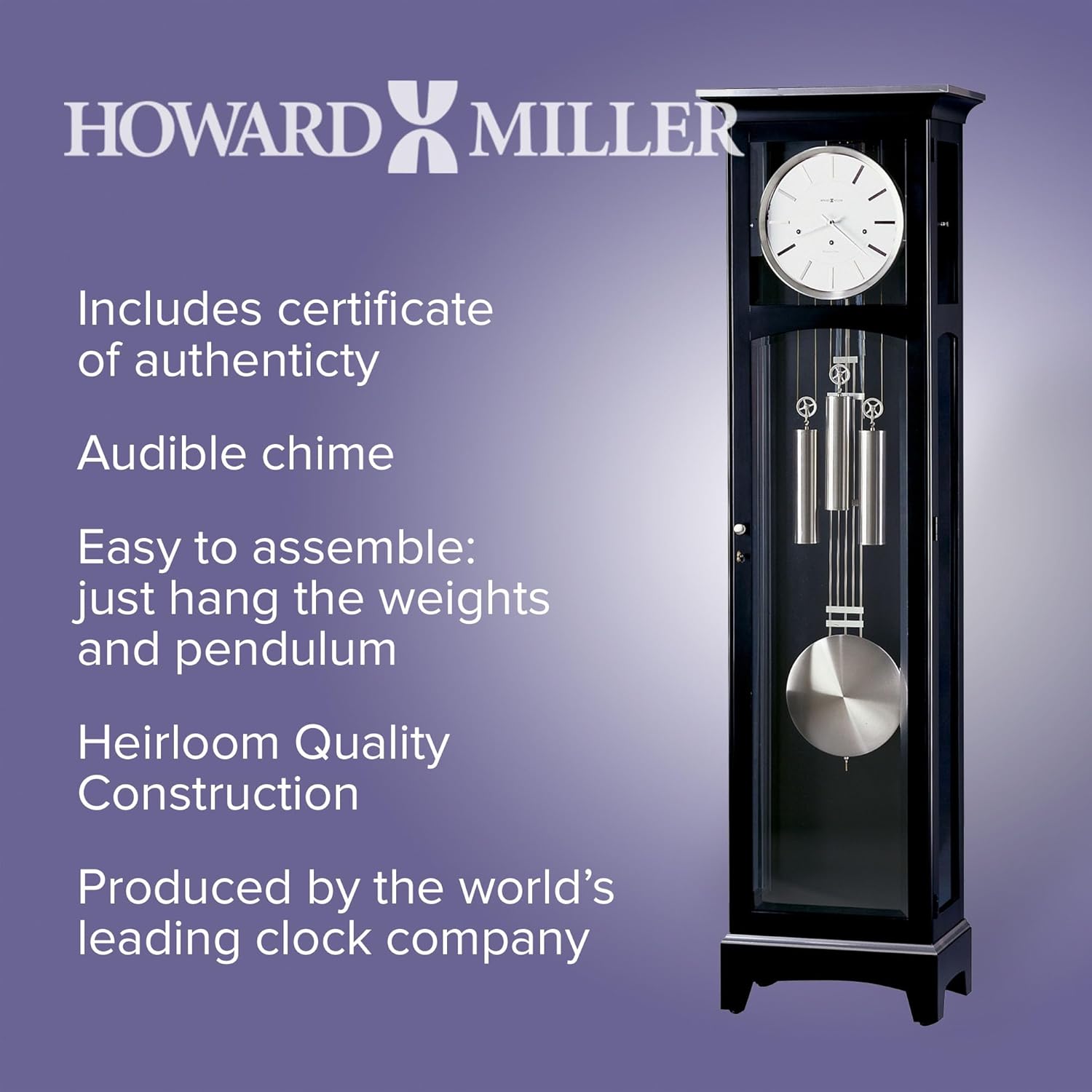 Black Satin Finish Floor Clock Z557626
