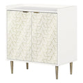 White and Gold 2-Door Storage Cabinet X83549