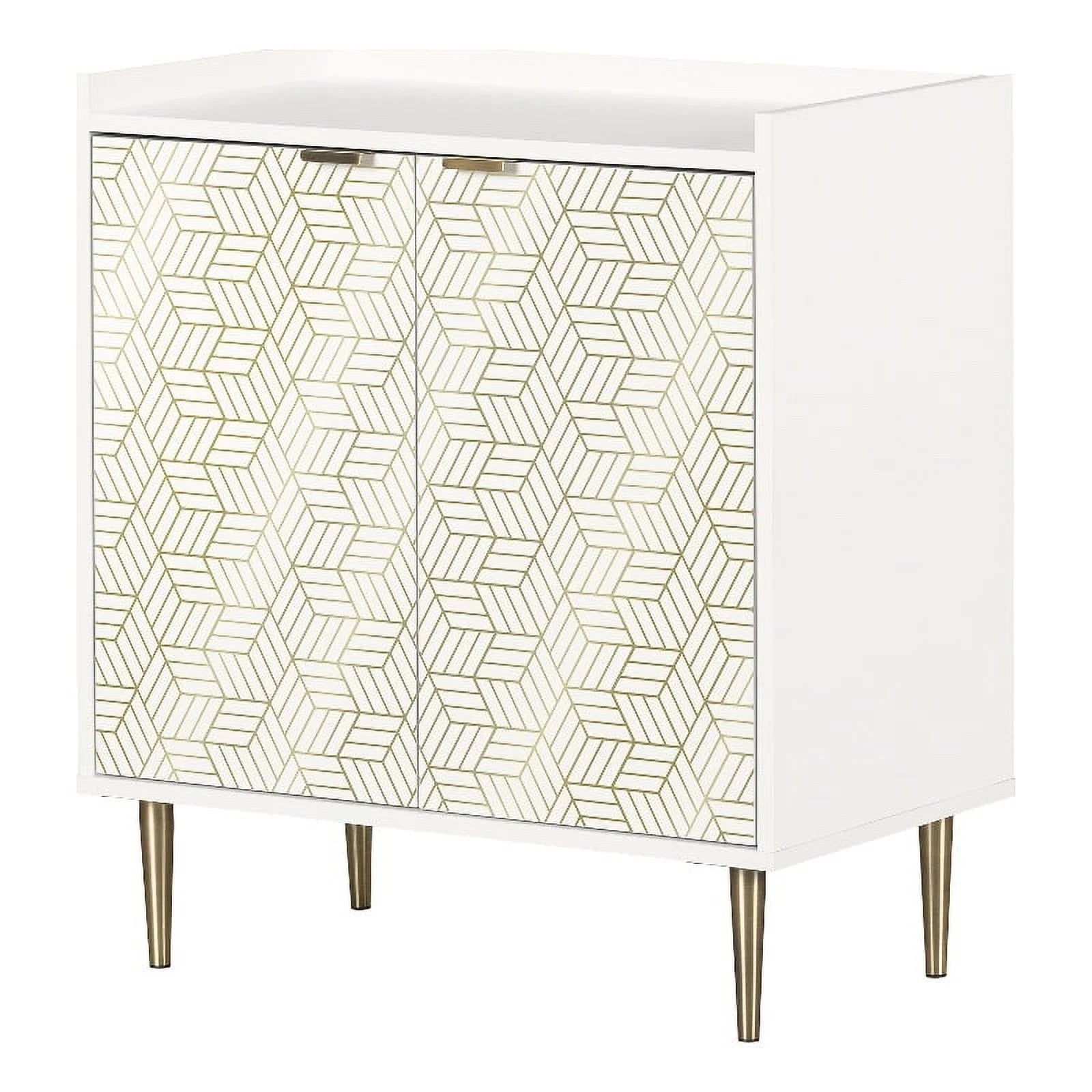 White and Gold 2-Door Storage Cabinet X83549