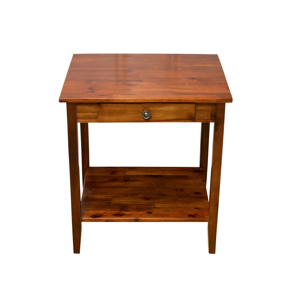 Solid Acacia 1-Drawer End Table - Mahogany X361