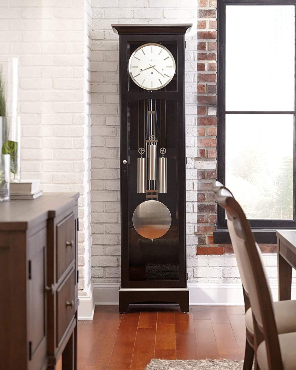 Black Satin Finish Floor Clock Z557626